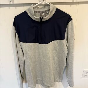 Puma Light Gray and Dark Blue Quarter-Zip